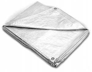 PLANDEKA WZMACNIANA 3 x 5 m 200 g SREBRNA GRUBA