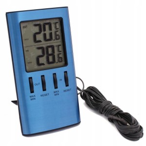 TERMOMETR ELEKTRONICZNY 2 FUNKCYJNY PRZEWÓD 3 m