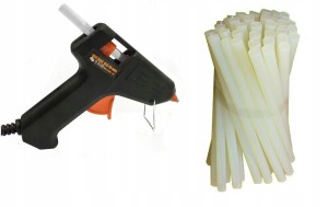 PISTOLET DO KLEJU NA GORĄCO WYCISKACZ +50szt KLEJU