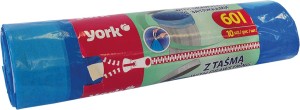 WOREK WORKI NA ŚMIECI Z TAŚMĄ 60L YORK GRUBE 10szt
